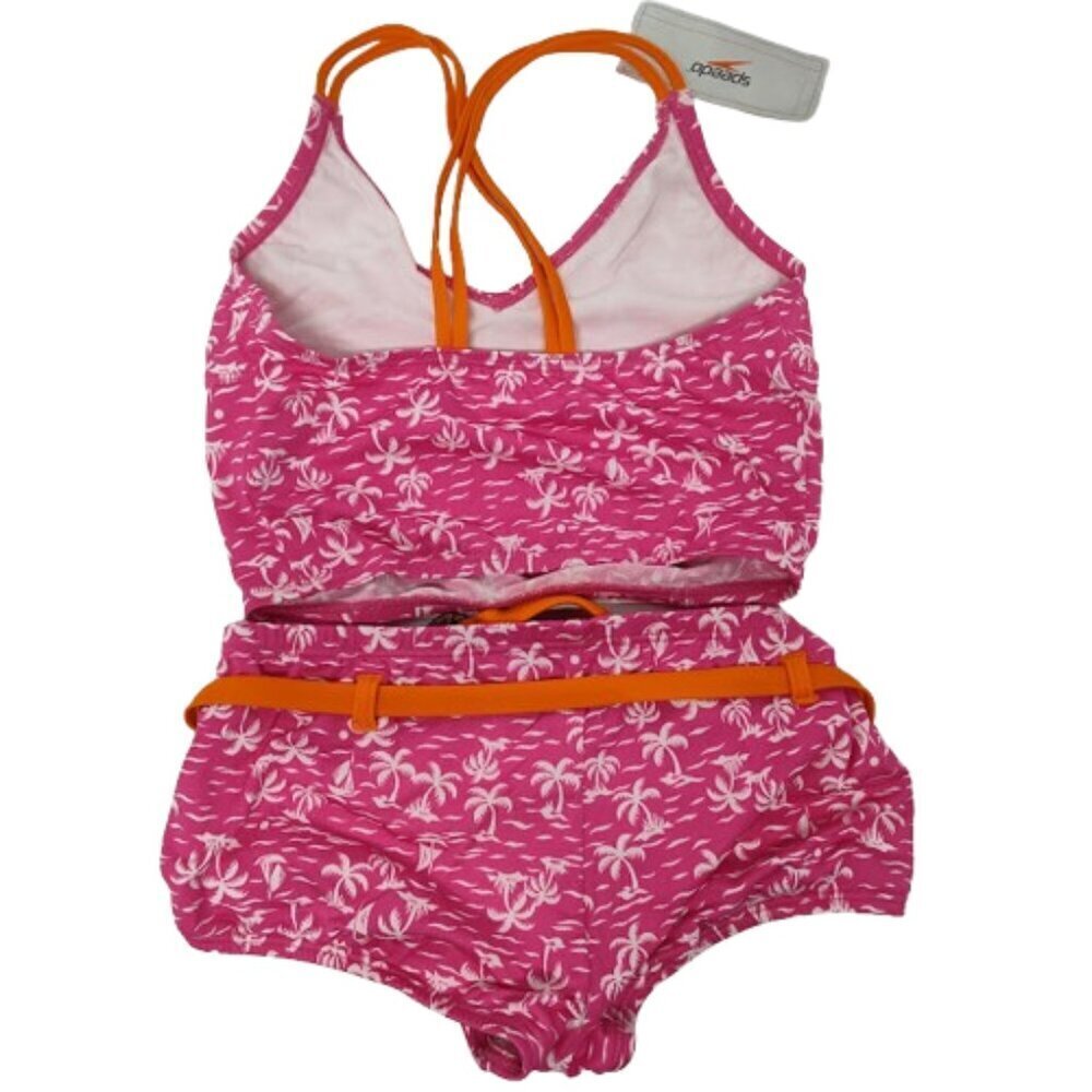 Speedo Tropical Breeze Girls Swimsuit 2 Piece Size 12 NWT Pink with White Palm - Picture 5 of 11